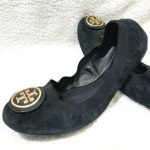 TORY BURCH “Caroline” Suede Elastic Flats, 7.5